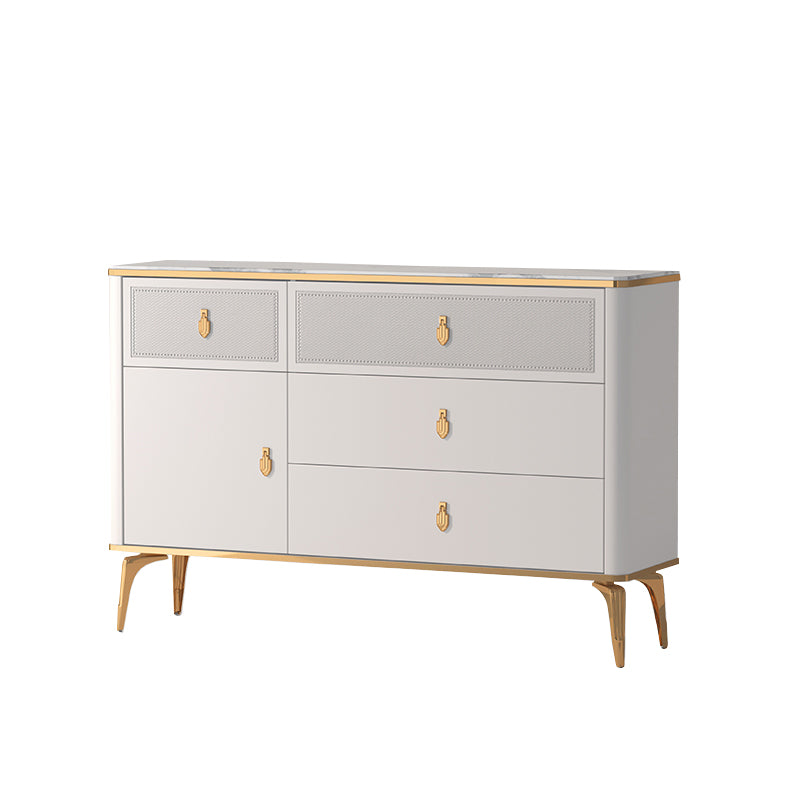 Classic Glam Stone Double Dresser Horizontal Storage Chest for Bedroom