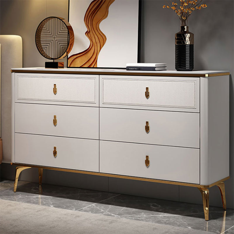 Classic Glam Stone Double Dresser Horizontal Storage Chest for Bedroom