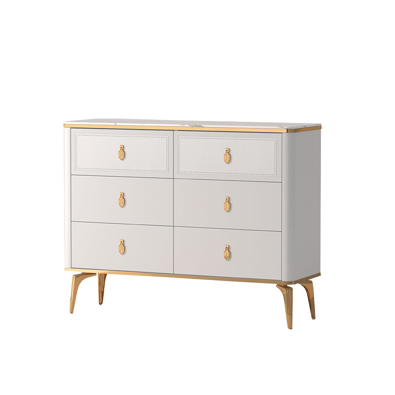 Classic Glam Stone Double Dresser Horizontal Storage Chest for Bedroom