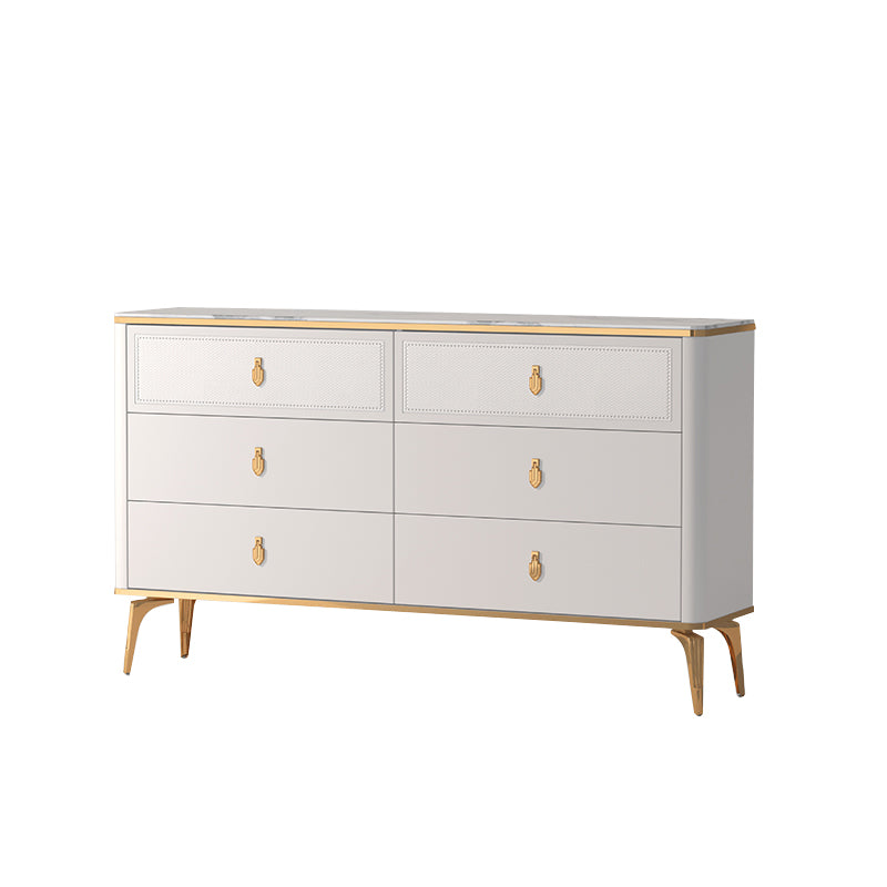 Classic Glam Stone Double Dresser Horizontal Storage Chest for Bedroom