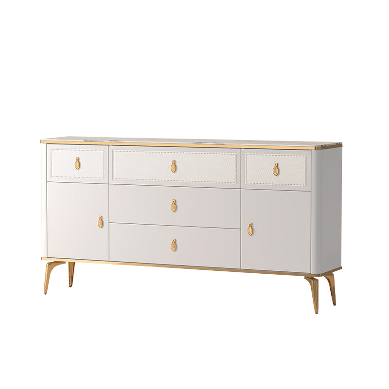 Classic Glam Stone Double Dresser Horizontal Storage Chest for Bedroom