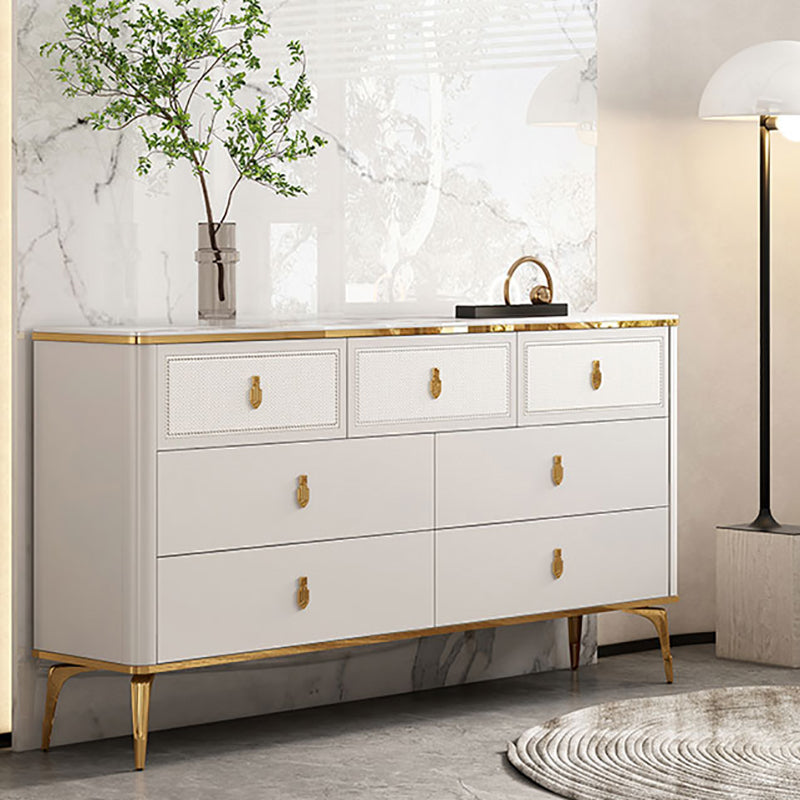 Classic Glam Stone Double Dresser Horizontal Storage Chest for Bedroom