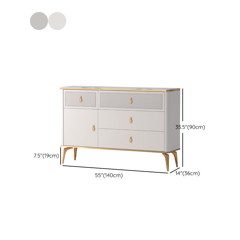 Classic Glam Stone Double Dresser Horizontal Storage Chest for Bedroom