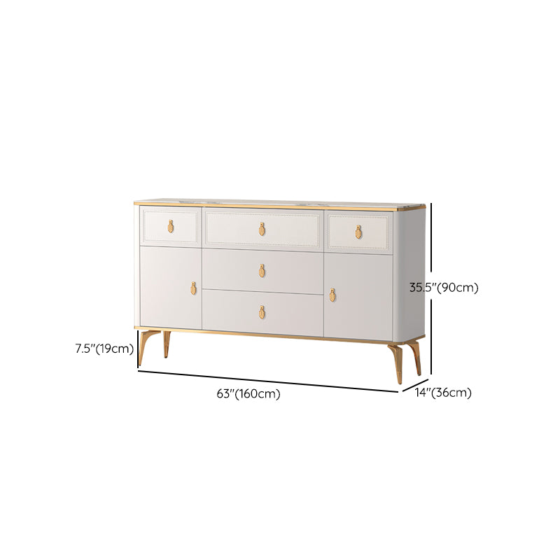 Classic Glam Stone Double Dresser Horizontal Storage Chest for Bedroom