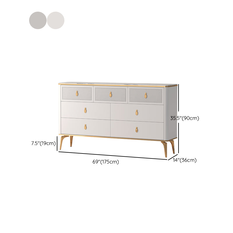 Classic Glam Stone Double Dresser Horizontal Storage Chest for Bedroom