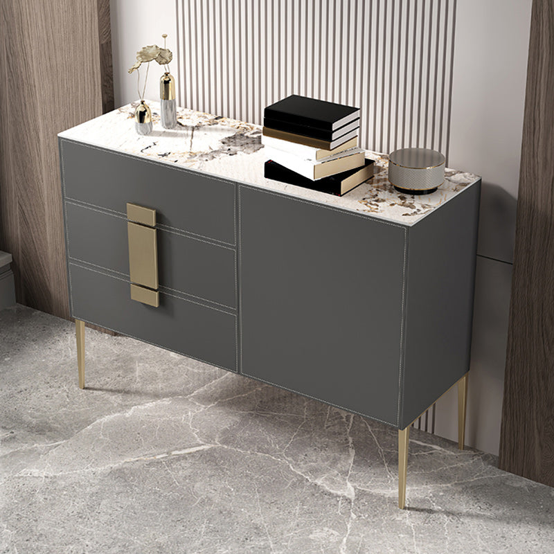 Classic Glam Storage Chest Stone Dresser with 3 Drawers , 15.6 Inch Width