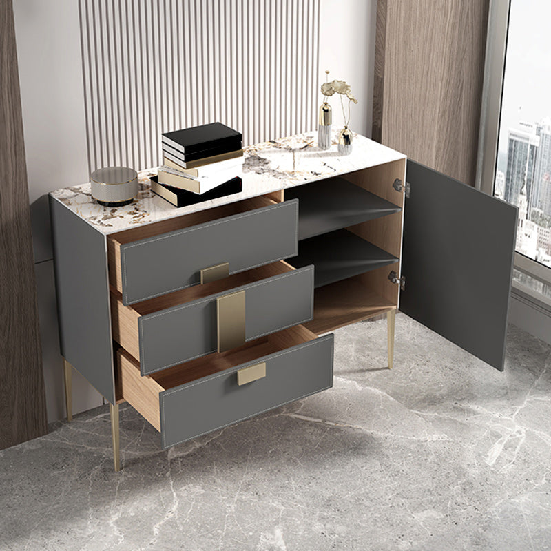 Classic Glam Storage Chest Stone Dresser with 3 Drawers , 15.6 Inch Width