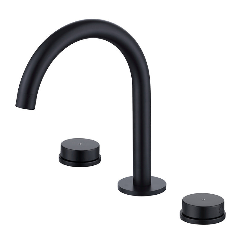 Glam Brass Widespread Bathroom Faucet 3 Hole Circular Vanity Faucet