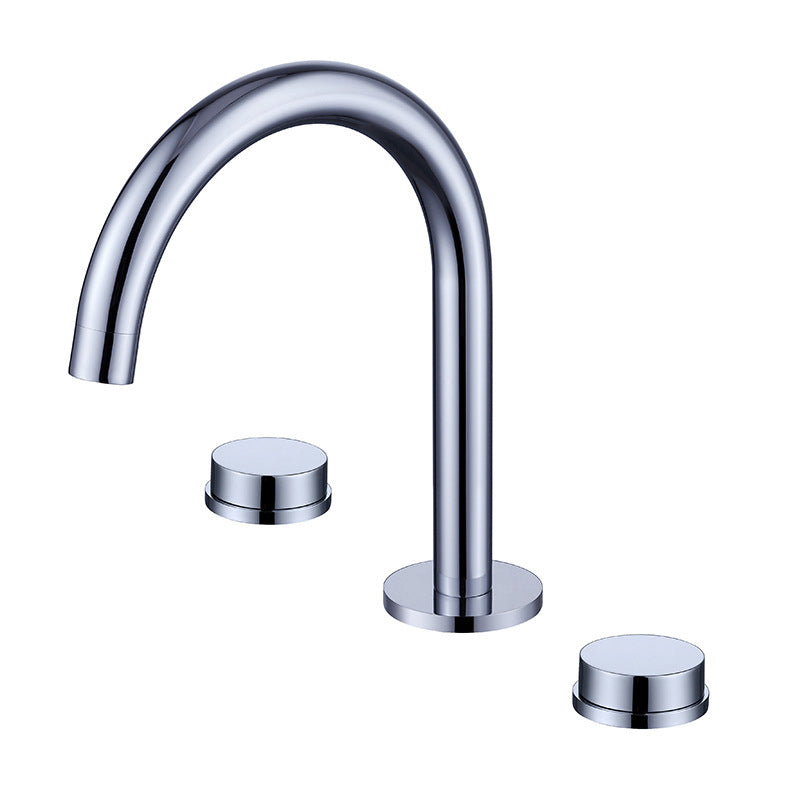 Glam Brass Widespread Bathroom Faucet 3 Hole Circular Vanity Faucet