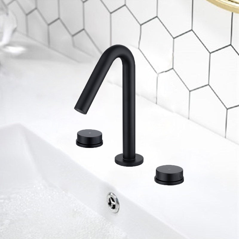 Glam Brass Widespread Bathroom Faucet 3 Hole Circular Vanity Faucet