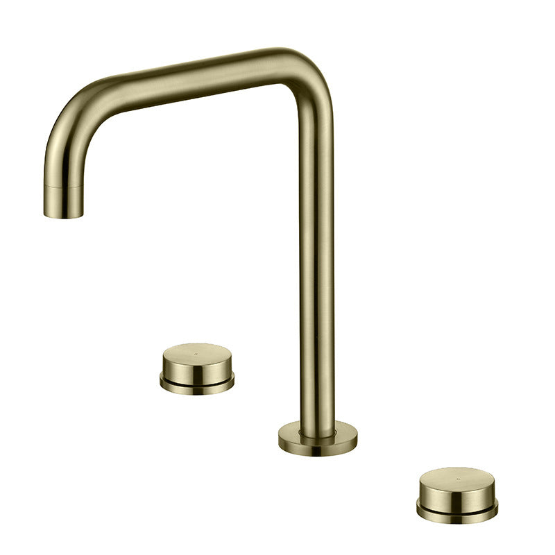 Glam Brass Widespread Bathroom Faucet 3 Hole Circular Vanity Faucet