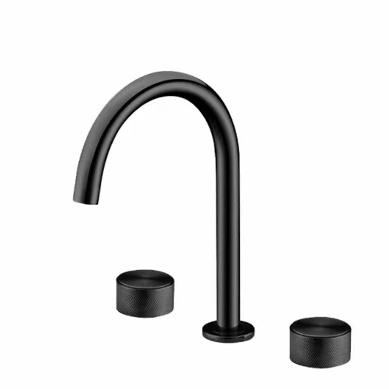 Glam Brass Widespread Bathroom Faucet 3 Hole Circular Vanity Faucet