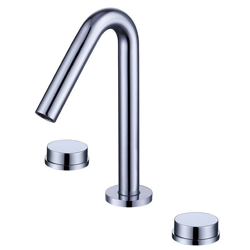 Glam Brass Widespread Bathroom Faucet 3 Hole Circular Vanity Faucet