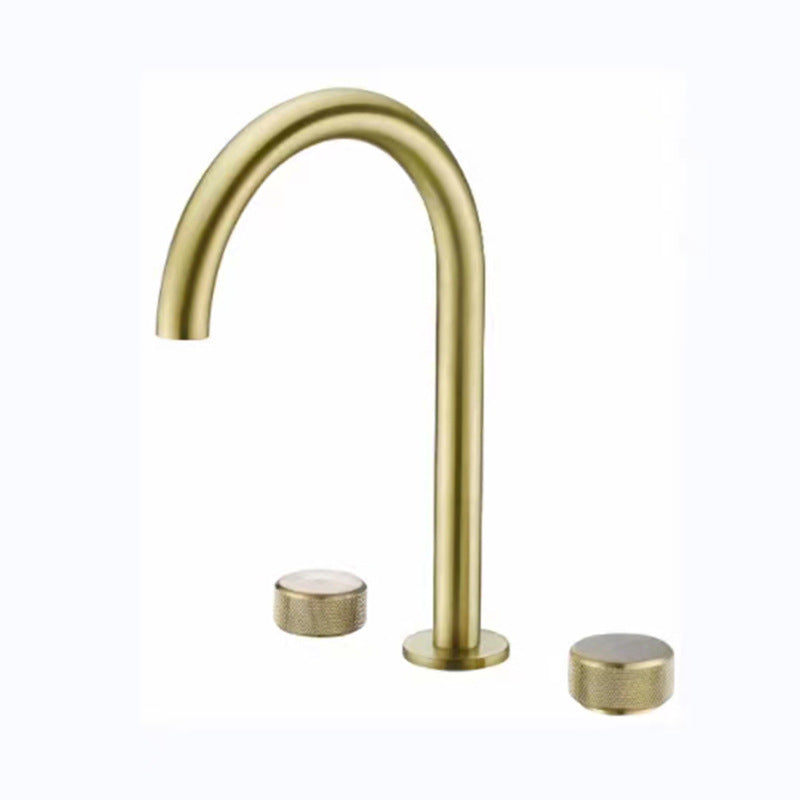 Glam Brass Widespread Bathroom Faucet 3 Hole Circular Vanity Faucet
