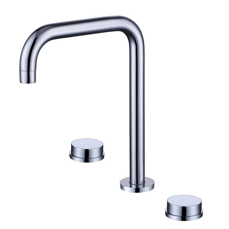 Glam Brass Widespread Bathroom Faucet 3 Hole Circular Vanity Faucet