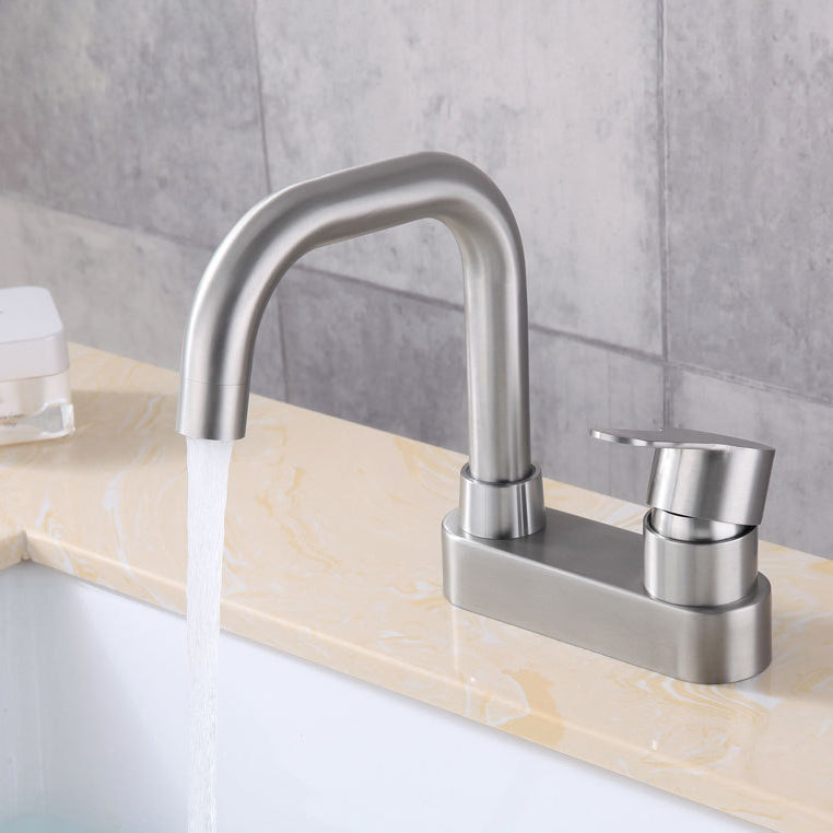304 Stainless Steel Center Faucet Bathroom Single Handle Hot and Cold Vanity Sink Faucet