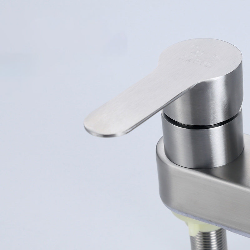 304 Stainless Steel Center Faucet Bathroom Single Handle Hot and Cold Vanity Sink Faucet