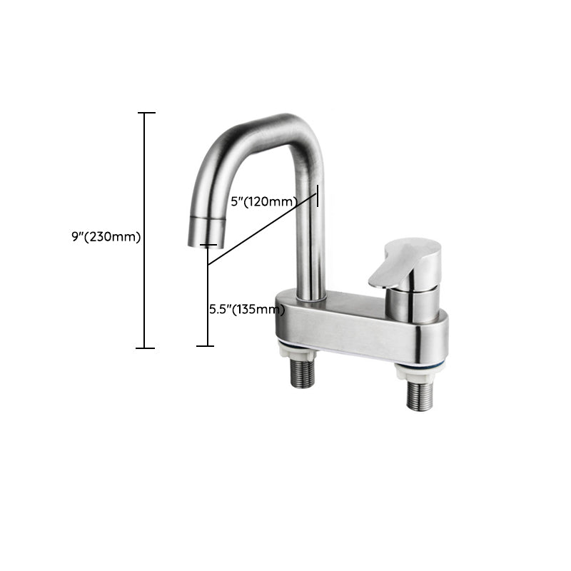 304 Stainless Steel Center Faucet Bathroom Single Handle Hot and Cold Vanity Sink Faucet