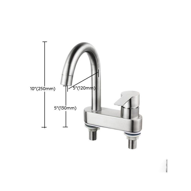 304 Stainless Steel Center Faucet Bathroom Single Handle Hot and Cold Vanity Sink Faucet