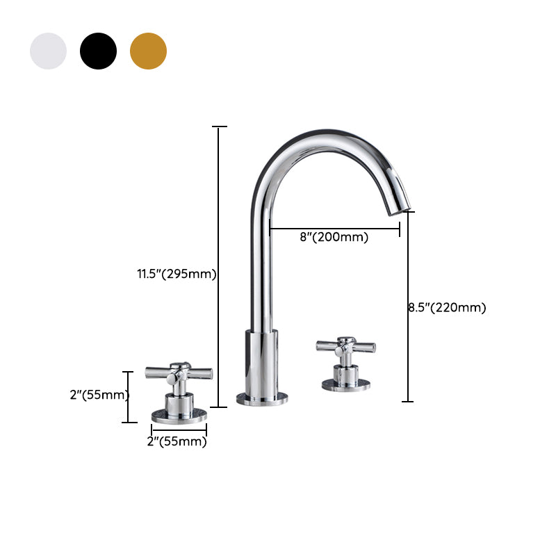 Goose Neck Bathroom Basin Faucet 2 Handle Hot and Cold Water Sink Faucet with Drain