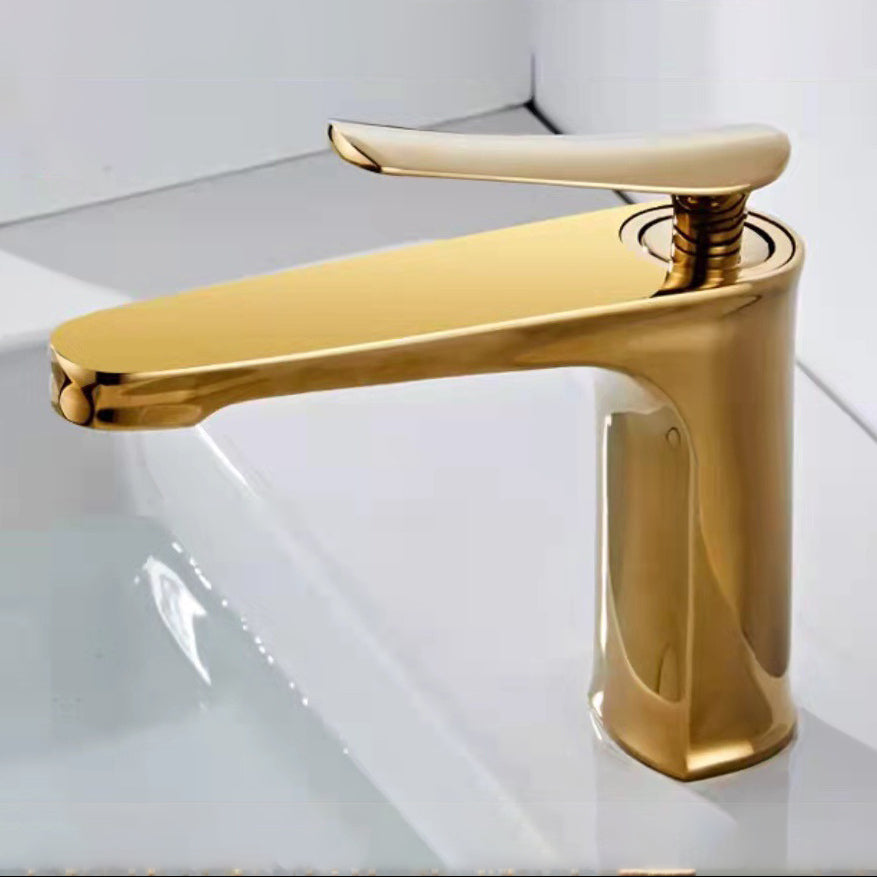 1 Handle Full Copper Bathroom Sink Faucet Nordic Modern Vanity Faucet with Drain