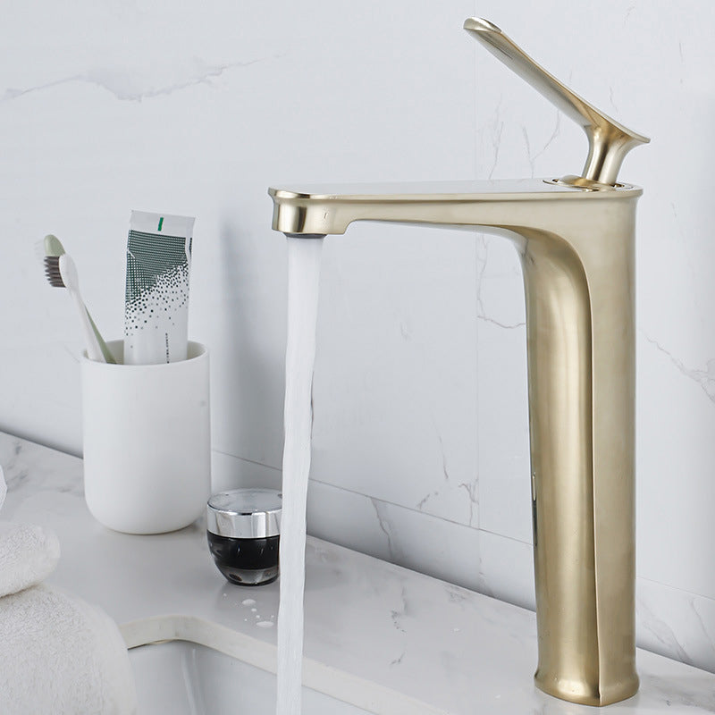 1 Handle Full Copper Bathroom Sink Faucet Nordic Modern Vanity Faucet with Drain