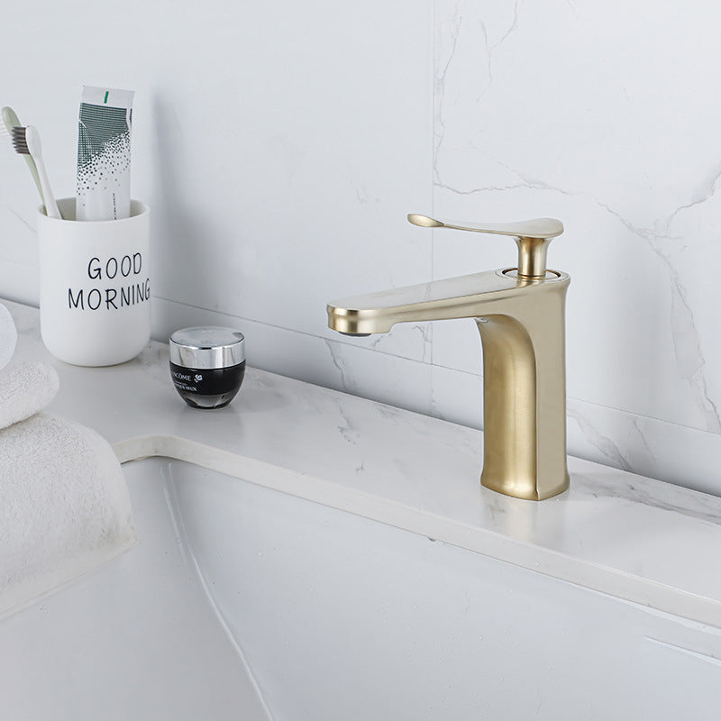 1 Handle Full Copper Bathroom Sink Faucet Nordic Modern Vanity Faucet with Drain