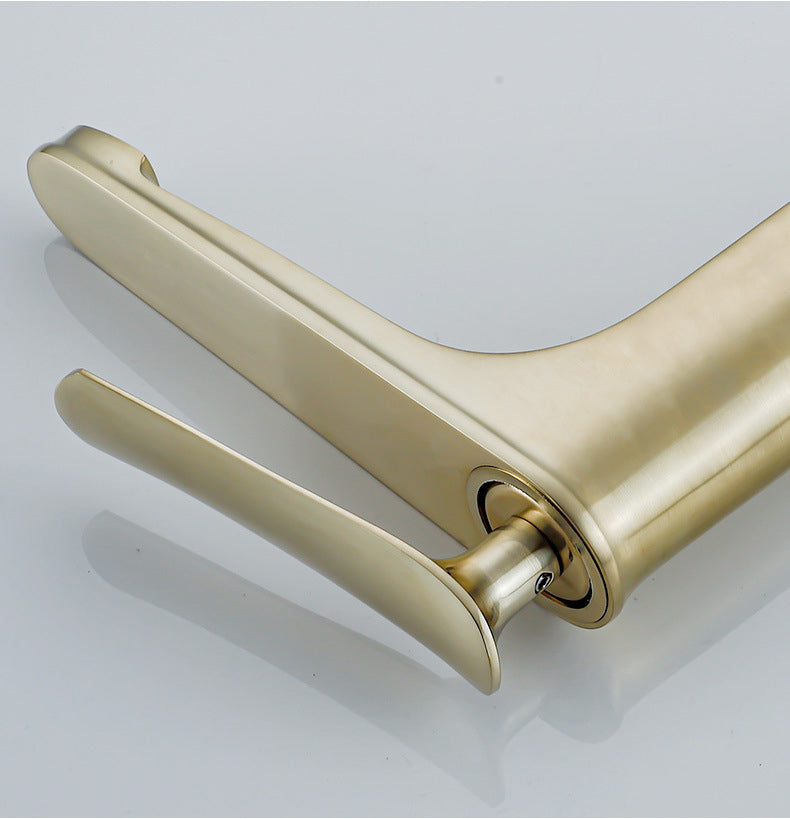 1 Handle Full Copper Bathroom Sink Faucet Nordic Modern Vanity Faucet with Drain