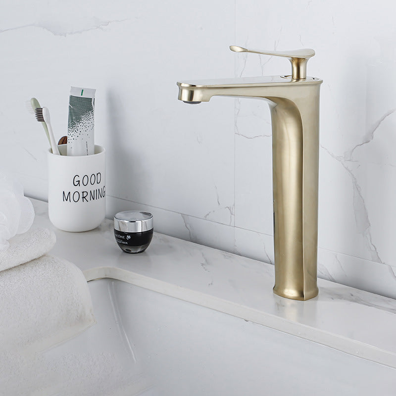 1 Handle Full Copper Bathroom Sink Faucet Nordic Modern Vanity Faucet with Drain