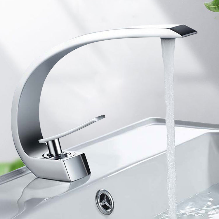 Waterfall Spout Widespread Lavatory Faucet Modern Lever Handles Sink Faucet