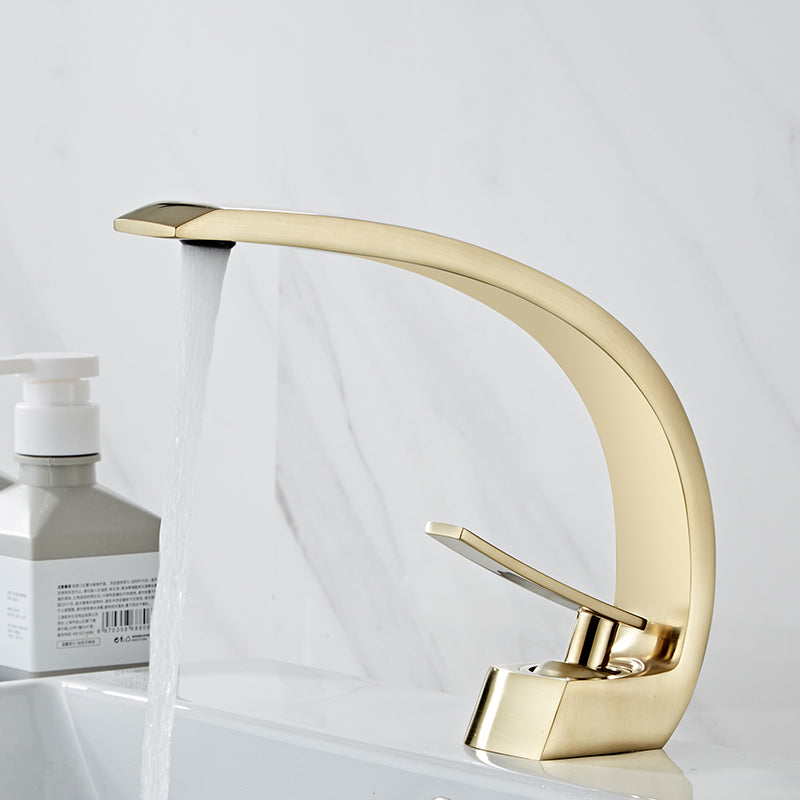 Waterfall Spout Widespread Lavatory Faucet Modern Lever Handles Sink Faucet