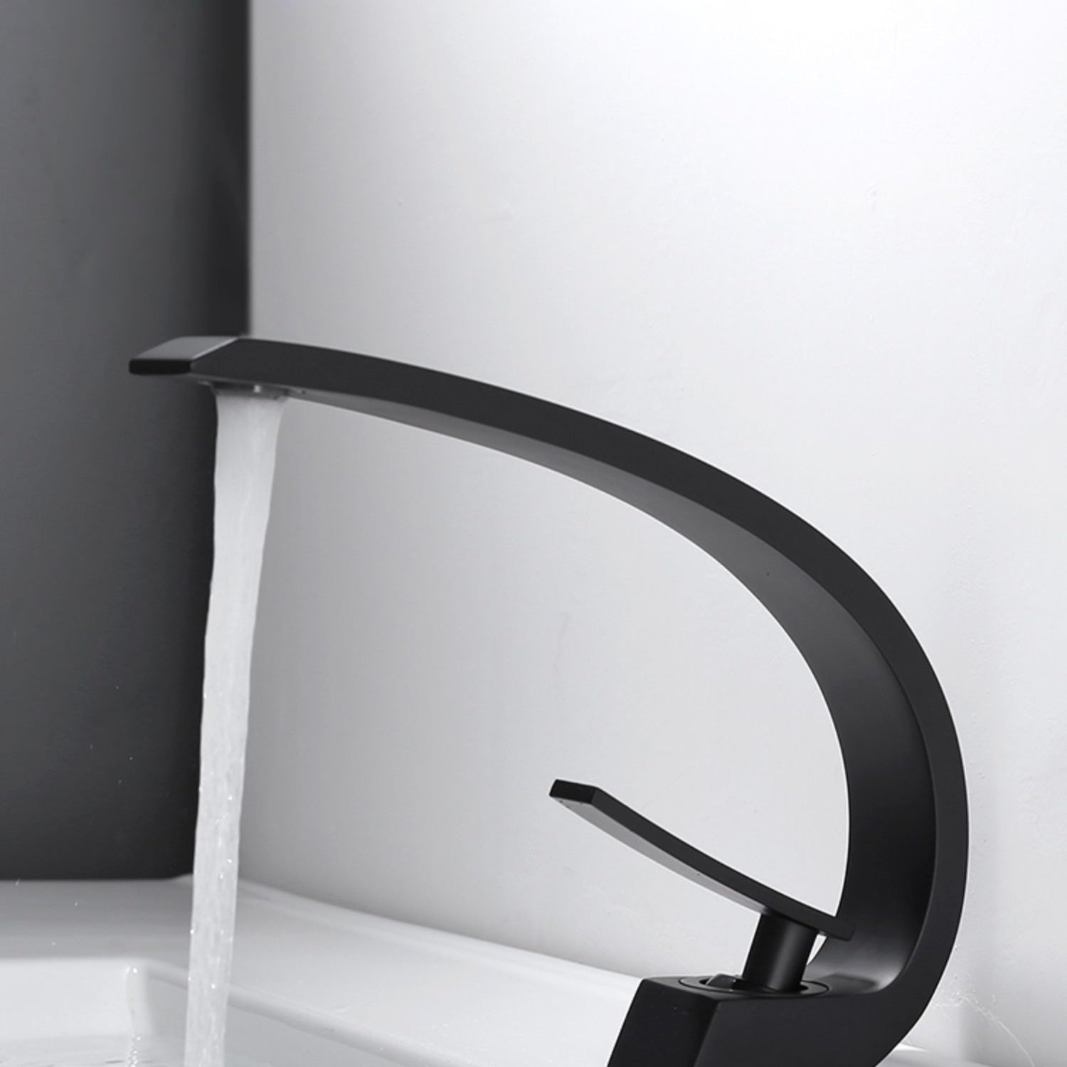 Waterfall Spout Widespread Lavatory Faucet Modern Lever Handles Sink Faucet