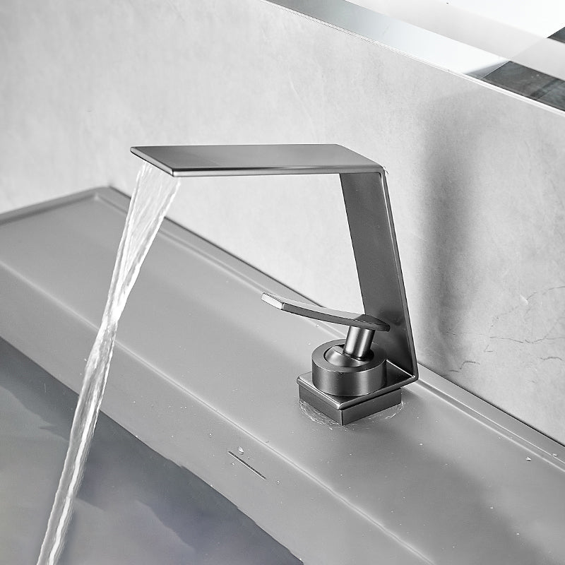 Metal Waterfall Spout Basin Lavatory Faucet Lever Handles Vessel Sink Faucet