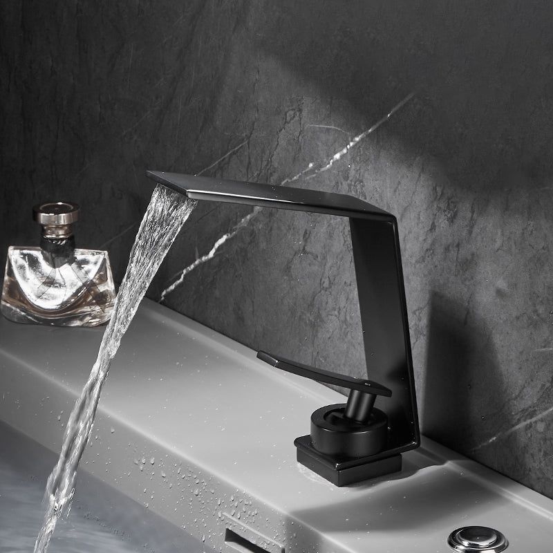Metal Waterfall Spout Basin Lavatory Faucet Lever Handles Vessel Sink Faucet