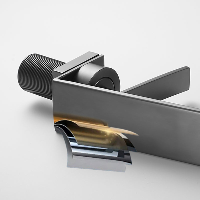 Metal Waterfall Spout Basin Lavatory Faucet Lever Handles Vessel Sink Faucet