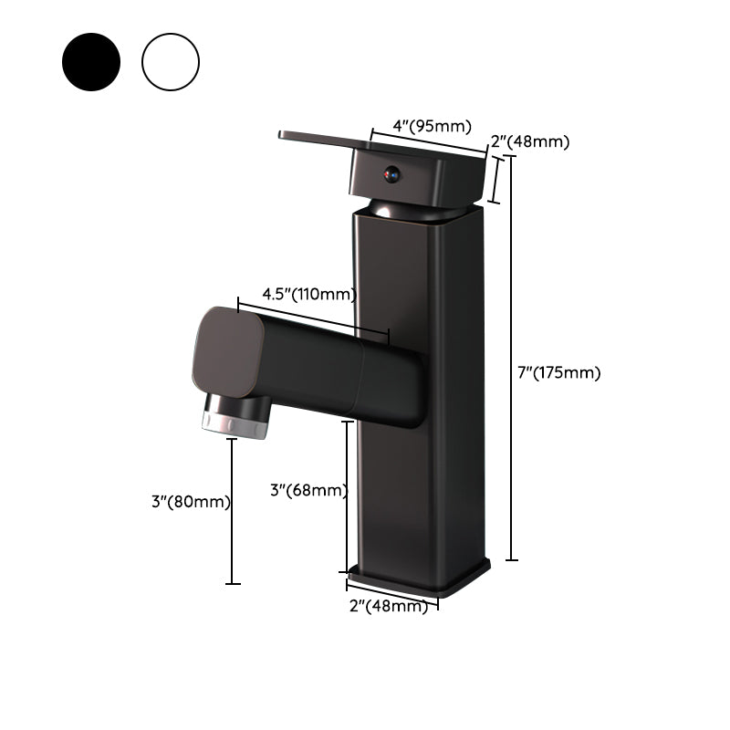 Square Brass Bathroom Sink Faucet with 1-Handle Swivel Spout Sink Faucet