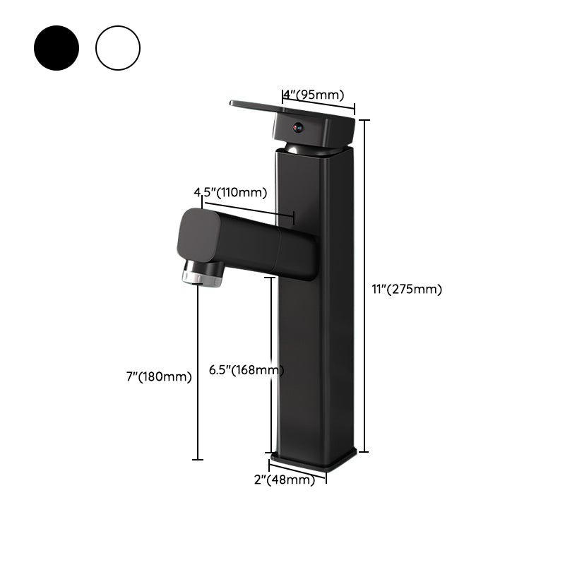 Square Brass Bathroom Sink Faucet with 1-Handle Swivel Spout Sink Faucet