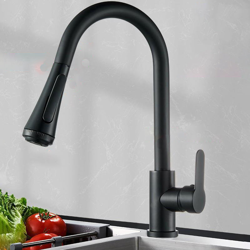 Contemporary Pull Down Kitchen Faucet Single Handle Faucet with Pull Out Sprayer