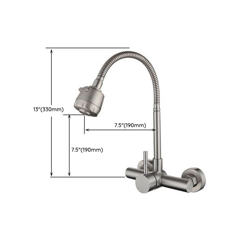 304 Stainless Steel Kitchen Faucet High Arch with Sprayer Bridge Faucets