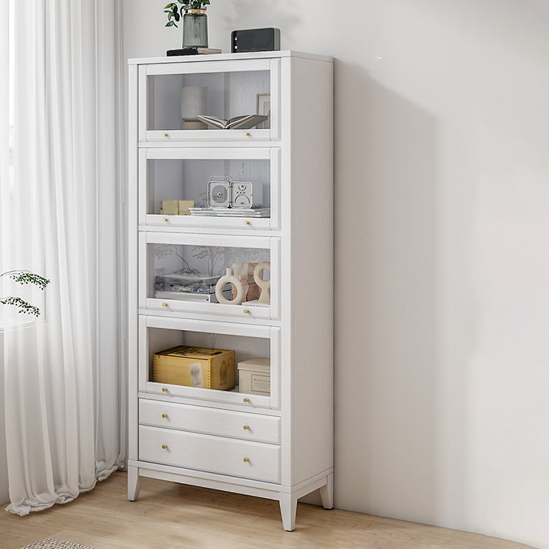 White Standard Bookshelf Modern Wooden Bookcase with Cabinets