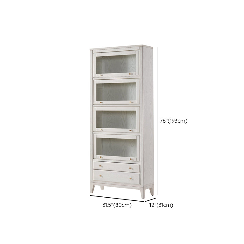 White Standard Bookshelf Modern Wooden Bookcase with Cabinets
