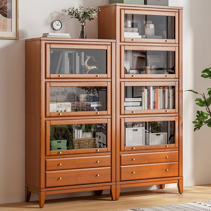 Contemporary Bookshelf Standard Wooden Bookcase with Cabinets