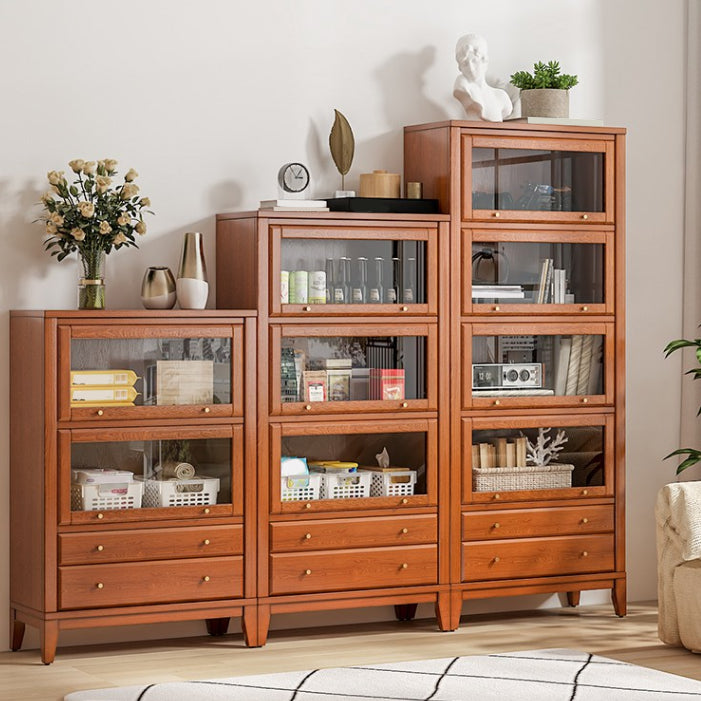 Contemporary Bookshelf Standard Wooden Bookcase with Cabinets