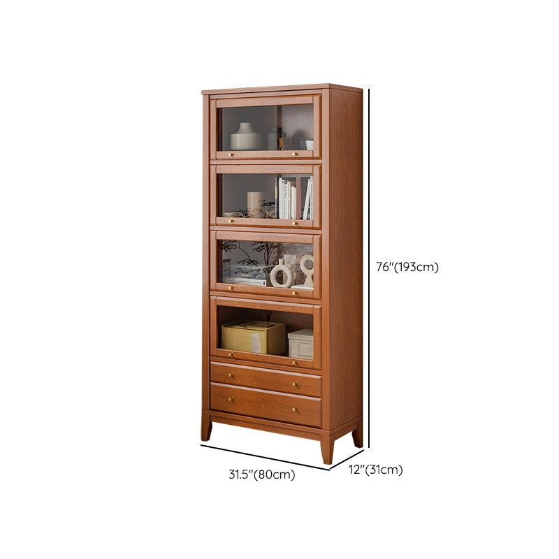 Contemporary Bookshelf Standard Wooden Bookcase with Cabinets
