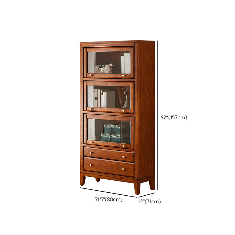 Contemporary Bookshelf Standard Wooden Bookcase with Cabinets