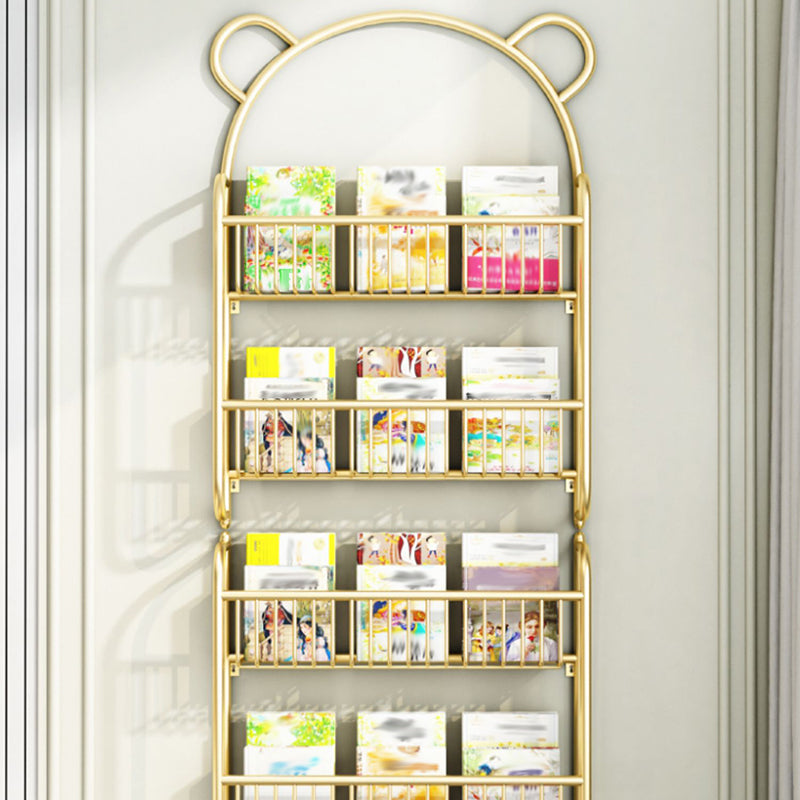 Wall Mounted Standard Bookshelf Metal Shelves Included Bookcase in Gold