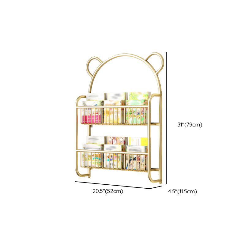 Wall Mounted Standard Bookshelf Metal Shelves Included Bookcase in Gold