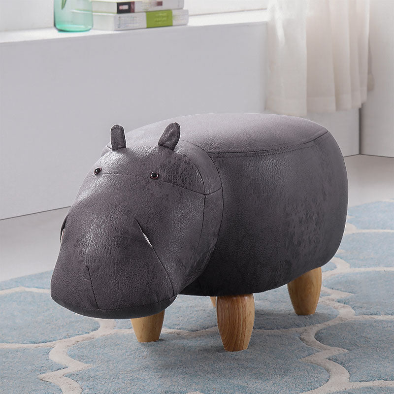 Leather Standard Stool Modern Style Simple Household Hippo Footstool