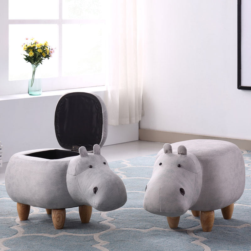 Leather Standard Stool Modern Style Simple Household Hippo Footstool