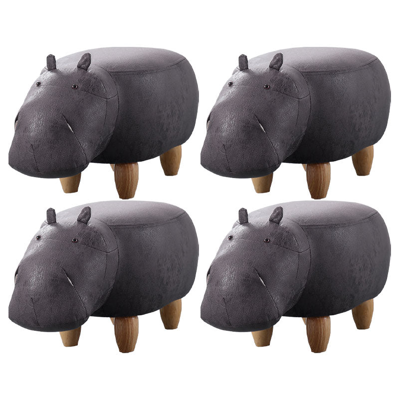 Leather Standard Stool Modern Style Simple Household Hippo Footstool